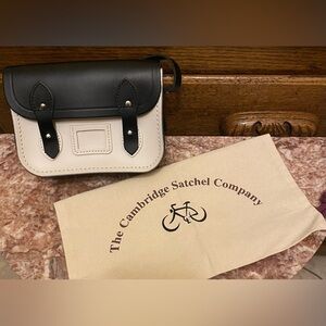 THE CAMBRIDGE SATCHEL COMPANY Tiny Satchel Shoulder Bag; Black/French Grey; NEW.